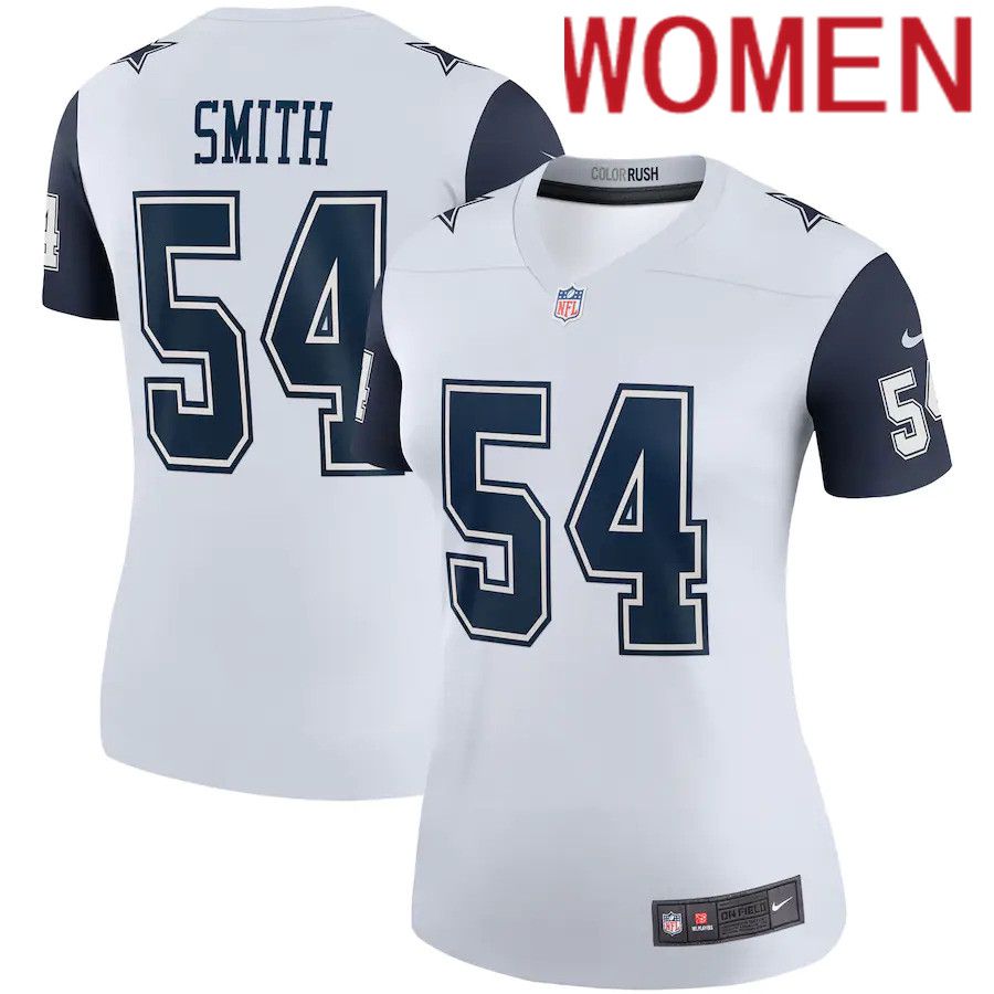 Women Dallas Cowboys 54 Jaylon Smith Nike White Color Rush Legend Player NFL Jersey